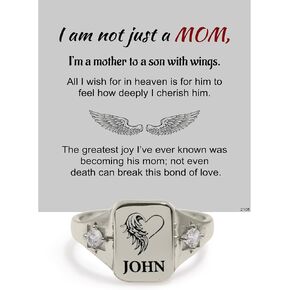 Mother To A Son With Wings - 925 Sterling Silver Ring, Name Personalized, Loss Miscarriage Memorial Jewelry Sympathy Gifts for Women Mom With Ring Box in Saudi Arabia