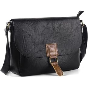 Vintage Style Vegan Leather Crossbody Bag, Brown Shoulder Purse with Built-in Wallet in Saudi Arabia