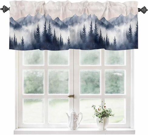 Valance Curtain Mountain Landscape Kitchen Curtain for Window Forest Tree Rod Pocket Valance Kitchen Window Treatment for Bedroom Living Room 54x18inch in Saudi Arabia