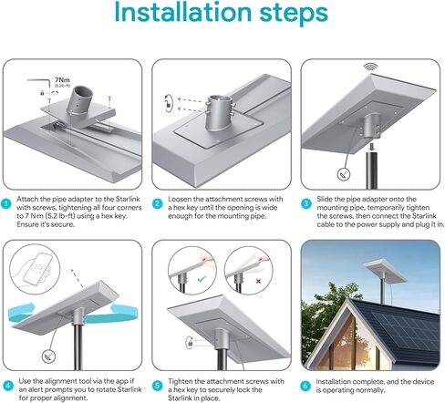 XLTTYWL Starlink Mini Mount, 0.47''-1.89'' Anti-Theft Mini Starlink Roof Rack Mount for Accessories Starlink Mini Dishy, Fits Star Link Mini Standard Pole RV,Caravans,Van Mobility in Kuwait
