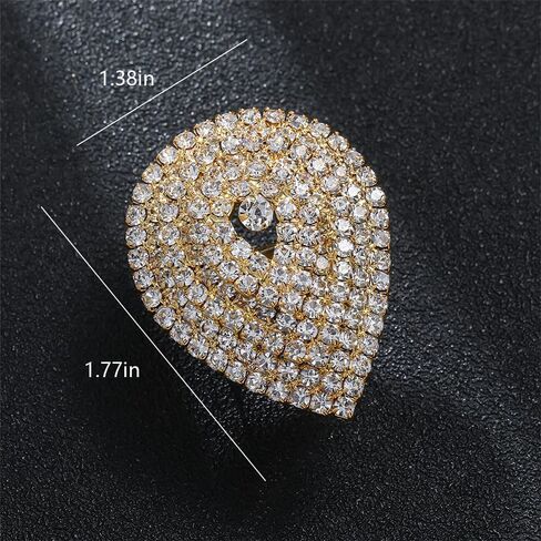 Rhinestone Ring for Women Sparkling Round Crystal Ring Open Water Drop Ring Adjustable Rheinstone Ring Wedding Ball Party Rings Jewelry in Saudi Arabia