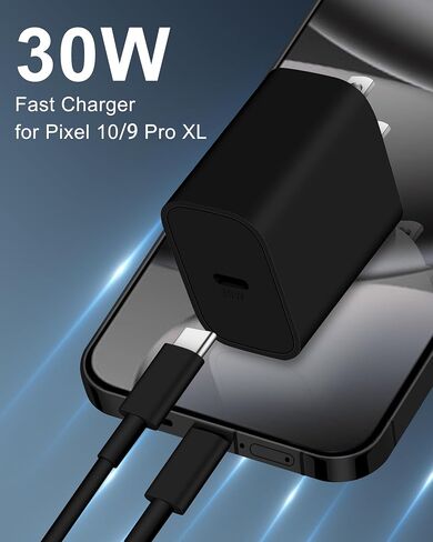 Pixel 9/8/7/6/5 Fast Charger, 30W USB C Charger Block for Google Pixel 9/9 Pro/9 Pro XL/8/8a /8 Pro/7 Pro/7a/7/6/5/4/3 XL, Galaxy S24/S23/S22, Type C Fast Charging Block Plug with 6FT USB C to C Cable in Kuwait