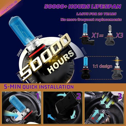 halogen headlight bulbs Compatible With Jeep Patriot 2010 2011 2012 2013 2014 2015 2016 2017, 9008/H13 High Low Beam + 5202/H16 Fog Light Bulbs, 4-Pack in Kuwait