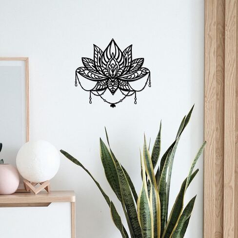 NBEADS Lotus Flower Metal Wall Art Decor, Black Flower Wall Hanging Decor Lotus Silhouette Wall Art for Home Bedroom Living Room Yoga Room Kitchen Office Garden Hotel Wall Decoration, 10.9x11.8 in Saudi Arabia