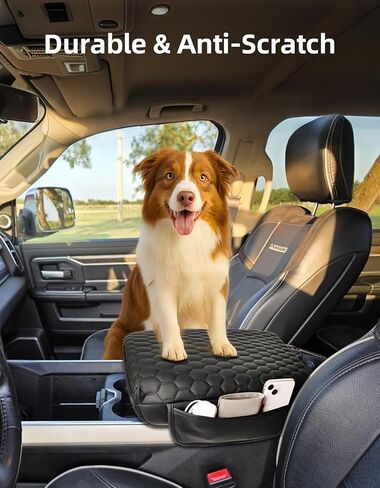 Center Console Cover Compatible with 2019 2020 2021 2022 2023 2024 2025 Ram 1500 2500 3500, 1.2'' Thickened Middle Console Cover with Two Pockets(Bucket Seat Only) in Saudi Arabia