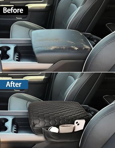 Center Console Cover Compatible with 2019 2020 2021 2022 2023 2024 2025 Ram 1500 2500 3500, 1.2'' Thickened Middle Console Cover with Two Pockets(Bucket Seat Only) in Saudi Arabia