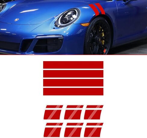 x xotic tech Fender Stripes Hash Marks Vinyl Decal Universal Compatible with Car Truck Sticker Racing Stripe (Red) in Saudi Arabia