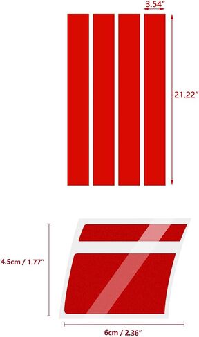 x xotic tech Fender Stripes Hash Marks Vinyl Decal Universal Compatible with Car Truck Sticker Racing Stripe (Red) in Saudi Arabia
