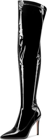 Castamere Womens Stiletto High Heel Pointed Toe Over The Knee Boots Side Zipper Party Sexy Thigh High Boots 3.9 Inches Heels in Saudi Arabia