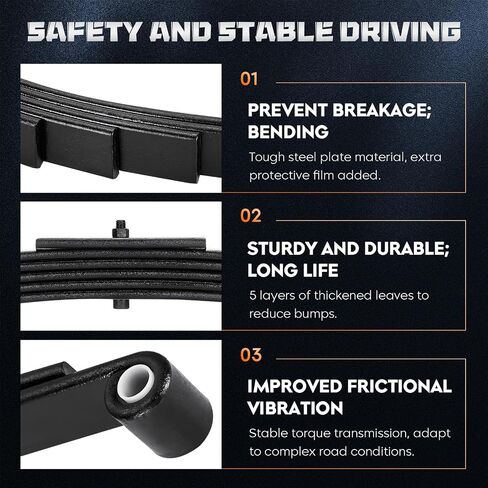 Youx Moto Trailer Leaf Springs 3500 رطل لمحور 7000 رطل - 6 أوراق عين مزدوجة، 25-1/4 بوصة طول، 1-3/4 بوصة عرض، يناسب SW6؛ نوابض فولاذية شديدة التحمل، قطعتان in Saudi Arabia