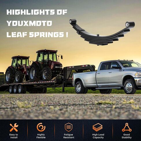 Youx Moto Trailer Leaf Springs 3500 رطل لمحور 7000 رطل - 6 أوراق عين مزدوجة، 25-1/4 بوصة طول، 1-3/4 بوصة عرض، يناسب SW6؛ نوابض فولاذية شديدة التحمل، قطعتان in Saudi Arabia