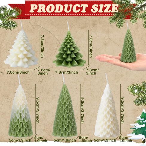 6 Pieces Large Christmas Tree Candles Xmas Wax Scented Candles 3.7 Inch Christmas Tree Shaped Candles Gifts for Winter Home Decor Party Bedroom Room Table Decorations, 4 Style in Kuwait