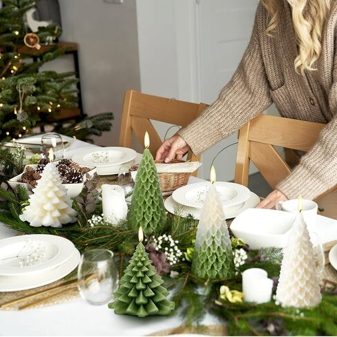 6 Pieces Large Christmas Tree Candles Xmas Wax Scented Candles 3.7 Inch Christmas Tree Shaped Candles Gifts for Winter Home Decor Party Bedroom Room Table Decorations, 4 Style in Kuwait
