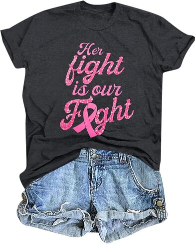 Breast Cancer Shirts Women Pink Ribbon Shirt Breast Cancer Awareness T-Shirt Support Squad Breast Cancer Tee Tops in Saudi Arabia