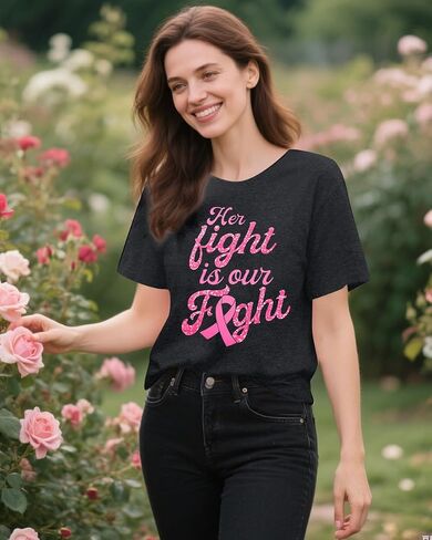Breast Cancer Shirts Women Pink Ribbon Shirt Breast Cancer Awareness T-Shirt Support Squad Breast Cancer Tee Tops in Saudi Arabia