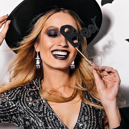 Halloween Earrings for Women Cute Witches Hat Ghost Pumpkin Drop Dangle Earrings Lightweight Acrylic Funny Costume Cosplay Jewelry Accessories in Saudi Arabia
