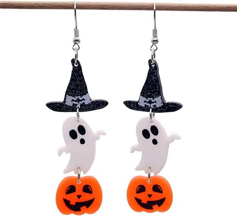 Halloween Earrings for Women Cute Witches Hat Ghost Pumpkin Drop Dangle Earrings Lightweight Acrylic Funny Costume Cosplay Jewelry Accessories in Saudi Arabia