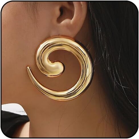 Statement Earrings for Women Big Earrings Large Chunky Earrings for Women Irregular Geometric Drop Dangle Earrings Oversized Spiral Erarings Chunky Jewelry in Kuwait