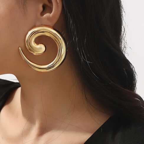 Statement Earrings for Women Big Earrings Large Chunky Earrings for Women Irregular Geometric Drop Dangle Earrings Oversized Spiral Erarings Chunky Jewelry in Kuwait