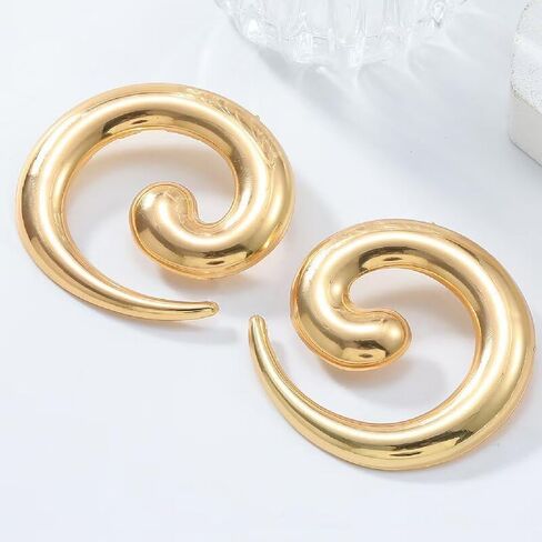 Statement Earrings for Women Big Earrings Large Chunky Earrings for Women Irregular Geometric Drop Dangle Earrings Oversized Spiral Erarings Chunky Jewelry in Kuwait