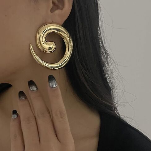 Statement Earrings for Women Big Earrings Large Chunky Earrings for Women Irregular Geometric Drop Dangle Earrings Oversized Spiral Erarings Chunky Jewelry in Kuwait