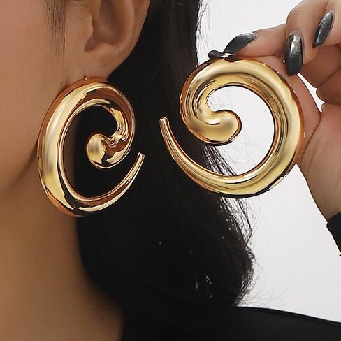 Statement Earrings for Women Big Earrings Large Chunky Earrings for Women Irregular Geometric Drop Dangle Earrings Oversized Spiral Erarings Chunky Jewelry in Kuwait