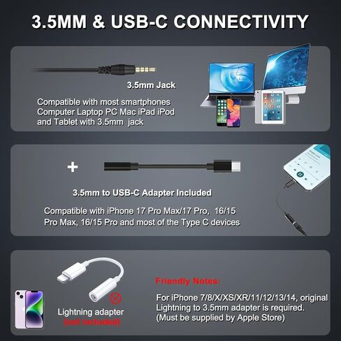 Computer Headset with Microphone Noise Cancelling, 3.5mm Cell Phone Headsets for iPhone Samsung Laptop PC Tablet Skype Webinar Office Business Call Center, Clearer Voice, Ultra Comfort in Kuwait