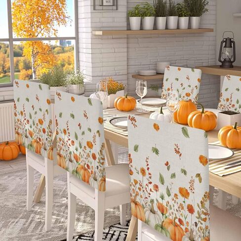 Vintage Farmhouse Floral Chair Back Covers Set of 4, Dining Back Chair Cover Removable Washable Back Slipcovers, Blue Pastoral Flowers Retro Kitchen Chair Protector for Wedding Party Housewarming in Kuwait