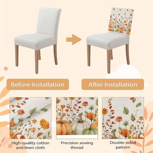 Vintage Farmhouse Floral Chair Back Covers Set of 4, Dining Back Chair Cover Removable Washable Back Slipcovers, Blue Pastoral Flowers Retro Kitchen Chair Protector for Wedding Party Housewarming in Kuwait