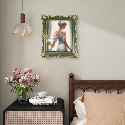 8x10 Picture Frame Vintage Green Frames, Ornate Textured Hand-Crafted Resin with Glass Front, Green Photo Frames for Tabletop Display, Retro Design Home Decor in Saudi Arabia