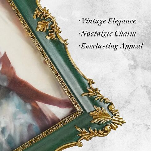 8x10 Picture Frame Vintage Green Frames, Ornate Textured Hand-Crafted Resin with Glass Front, Green Photo Frames for Tabletop Display, Retro Design Home Decor in Saudi Arabia