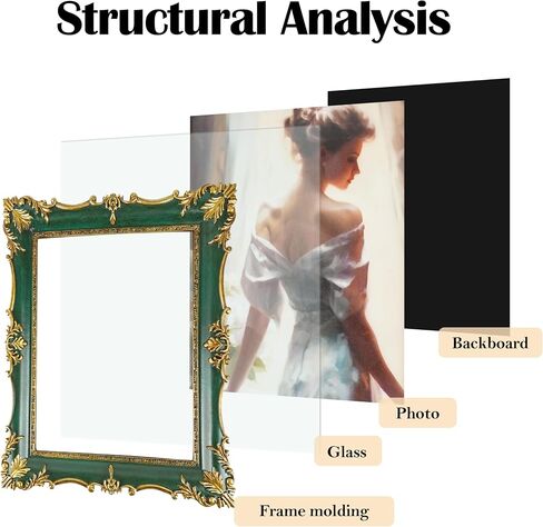 8x10 Picture Frame Vintage Green Frames, Ornate Textured Hand-Crafted Resin with Glass Front, Green Photo Frames for Tabletop Display, Retro Design Home Decor in Saudi Arabia