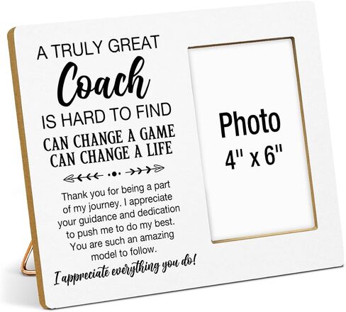 Coach Gifts Photo Frame, Thank You Appreciation Gifts for Men Women Baseball Softball Soccer Football Coaches, A Great Coach Is Hard to Find Wooden Picture Frames, Photo 4 x 6 Inches in Saudi Arabia