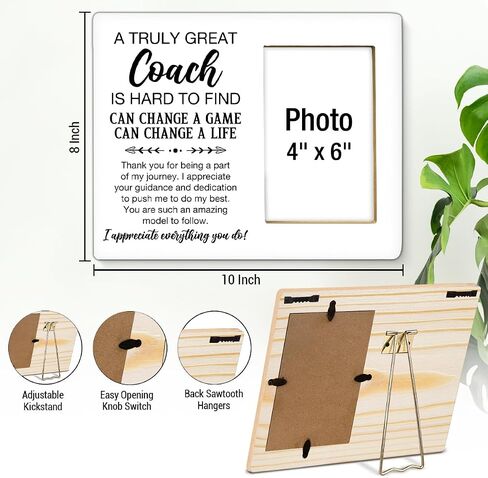Coach Gifts Photo Frame, Thank You Appreciation Gifts for Men Women Baseball Softball Soccer Football Coaches, A Great Coach Is Hard to Find Wooden Picture Frames, Photo 4 x 6 Inches in Saudi Arabia