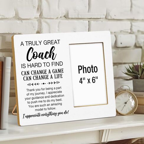 Coach Gifts Photo Frame, Thank You Appreciation Gifts for Men Women Baseball Softball Soccer Football Coaches, A Great Coach Is Hard to Find Wooden Picture Frames, Photo 4 x 6 Inches in Saudi Arabia