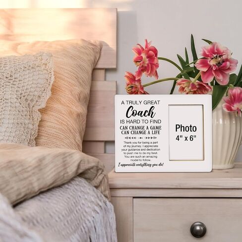 Coach Gifts Photo Frame, Thank You Appreciation Gifts for Men Women Baseball Softball Soccer Football Coaches, A Great Coach Is Hard to Find Wooden Picture Frames, Photo 4 x 6 Inches in Saudi Arabia