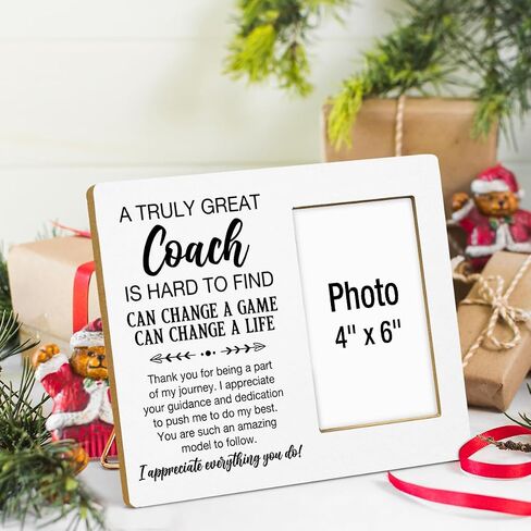 Coach Gifts Photo Frame, Thank You Appreciation Gifts for Men Women Baseball Softball Soccer Football Coaches, A Great Coach Is Hard to Find Wooden Picture Frames, Photo 4 x 6 Inches in Saudi Arabia