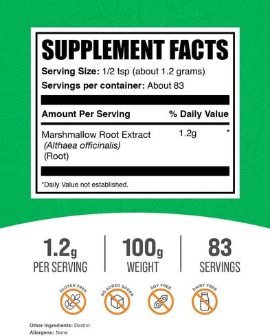 BulkSupplements.com مسحوق مستخلص جذر الخطمي - مكمل جذر الخطمي، مكمل عشبي - خالي من الغلوتين، 1.2 جرام لكل وجبة، 250 جرام (8.8 أونصة) (عبوة من قطعة واحدة) in Saudi Arabia