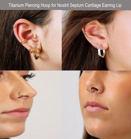 2Pcs Titanium Nose Rings Hoop 16G 12mm Double Hoop Nose Ring Silver Cartilage Helix Daith Rook Earring Hinged Septum Segment Ring Clicker Piercing in Saudi Arabia