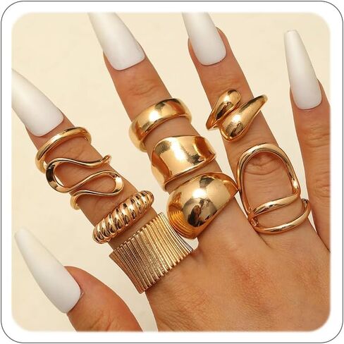 Chunky Rings Set for Women Statement Knuckles Rings Set Stacking Ring Anillos Para Mujer Accessorie Open Ring Boho Prom Costume Jewelry in Saudi Arabia