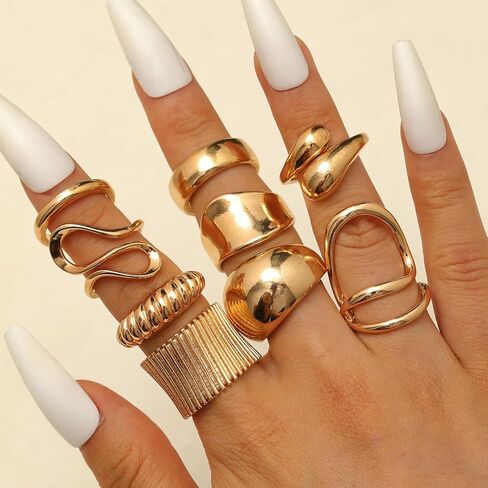 Chunky Rings Set for Women Statement Knuckles Rings Set Stacking Ring Anillos Para Mujer Accessorie Open Ring Boho Prom Costume Jewelry in Saudi Arabia