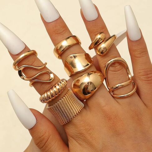 Chunky Rings Set for Women Statement Knuckles Rings Set Stacking Ring Anillos Para Mujer Accessorie Open Ring Boho Prom Costume Jewelry in Saudi Arabia