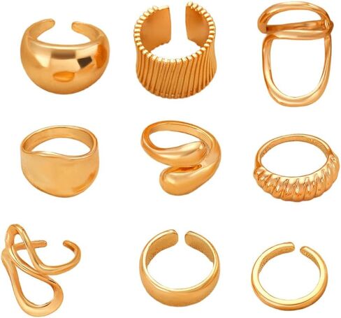 Chunky Rings Set for Women Statement Knuckles Rings Set Stacking Ring Anillos Para Mujer Accessorie Open Ring Boho Prom Costume Jewelry in Saudi Arabia