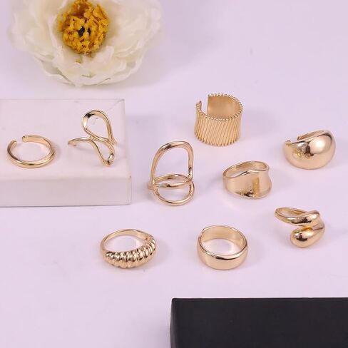 Chunky Rings Set for Women Statement Knuckles Rings Set Stacking Ring Anillos Para Mujer Accessorie Open Ring Boho Prom Costume Jewelry in Saudi Arabia
