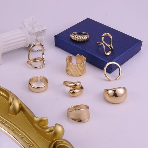 Chunky Rings Set for Women Statement Knuckles Rings Set Stacking Ring Anillos Para Mujer Accessorie Open Ring Boho Prom Costume Jewelry in Saudi Arabia