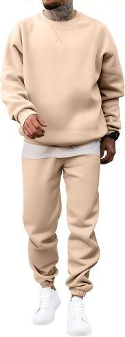 JMIERR Men's 2 Piece Outfits Crew Neck Sweatshirt Tracksuit & Joggers Sweatpants Sweatsuit Set in Kuwait