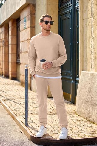 JMIERR Men's 2 Piece Outfits Crew Neck Sweatshirt Tracksuit & Joggers Sweatpants Sweatsuit Set in Kuwait
