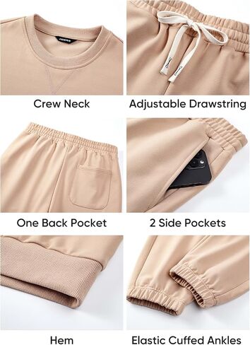 JMIERR Men's 2 Piece Outfits Crew Neck Sweatshirt Tracksuit & Joggers Sweatpants Sweatsuit Set in Kuwait