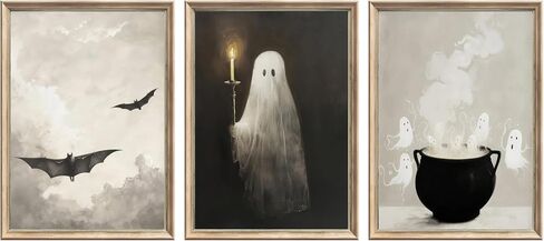 Halloween Wall Art Vintage Halloween Ghosts Painting Wall Decor Funny Gothic Pictures Prints Ghost Bat Spider Spooky Gothic Wall Art for Living Room Bedroom 16x24 Inch in Saudi Arabia