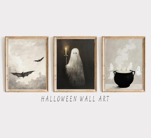 Halloween Wall Art Vintage Halloween Ghosts Painting Wall Decor Funny Gothic Pictures Prints Ghost Bat Spider Spooky Gothic Wall Art for Living Room Bedroom 16x24 Inch in Saudi Arabia